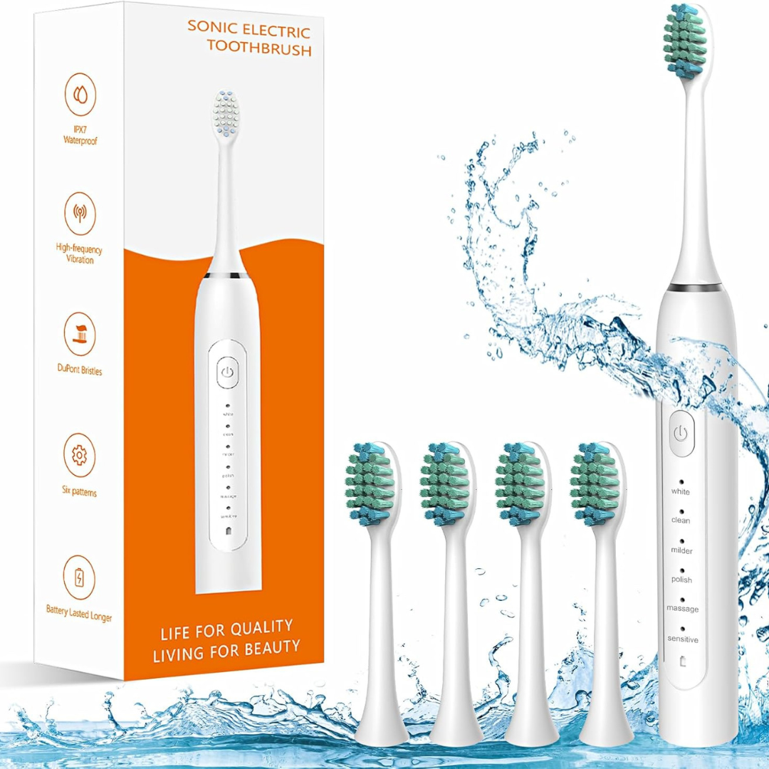 IPX7 Rechargeable Sonic Electric Toothbrush with 6 Modes