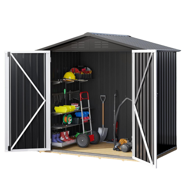 6ft x 4ft Metal Tool Outdoor Storage Shed With Lockable Doors & Air Vent