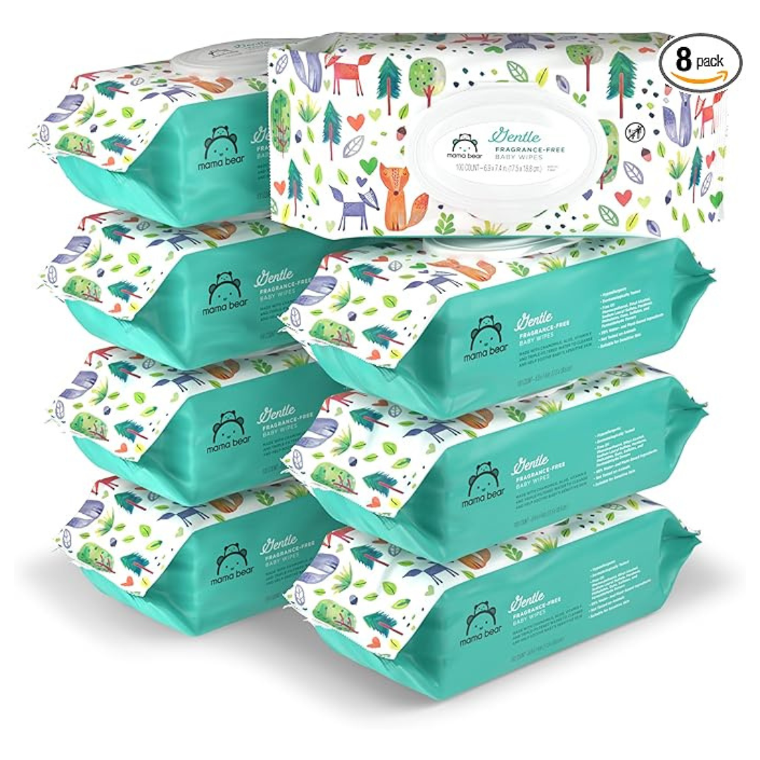 800-Count Amazon Brand Mama Bear Gentle Fragrance-Free Wipes