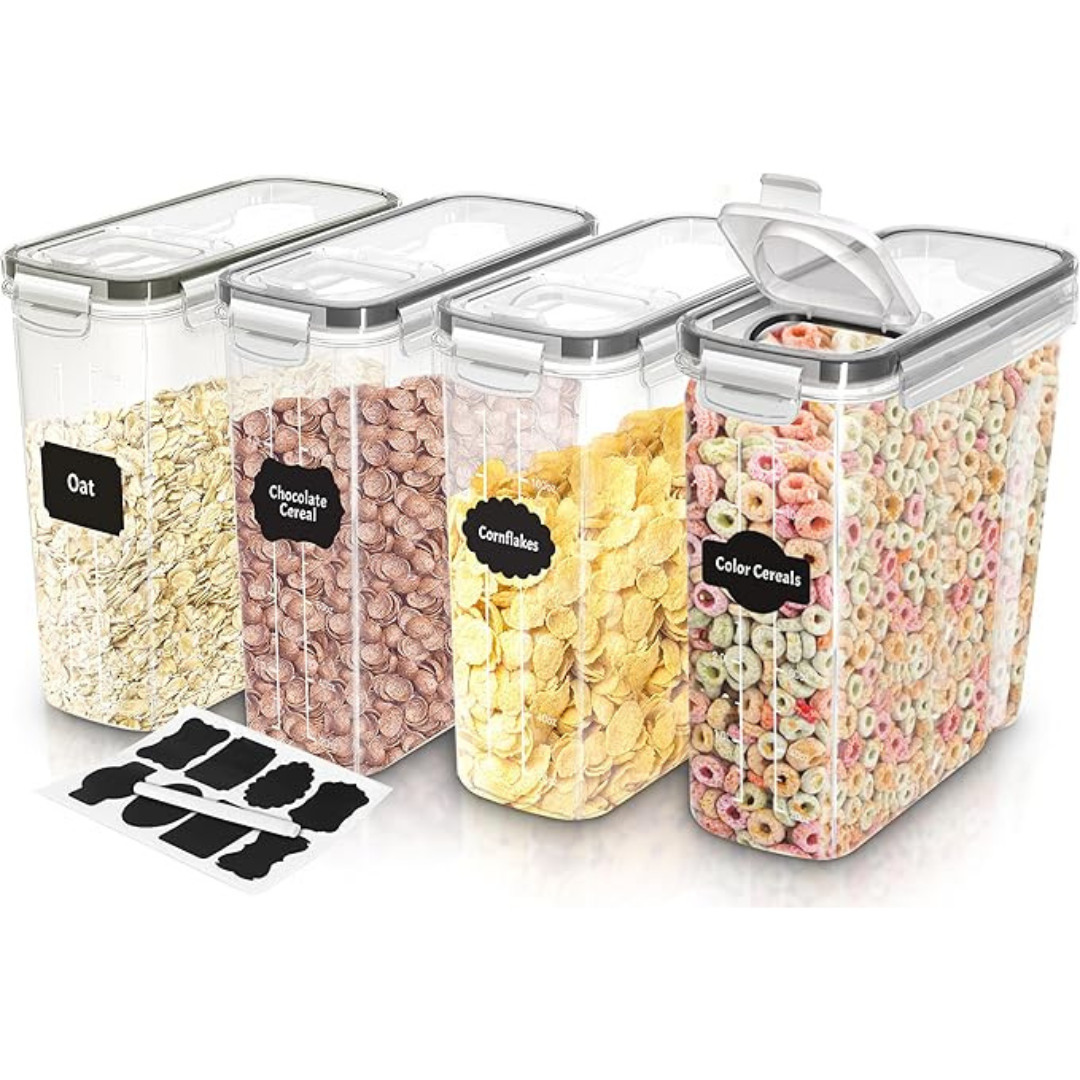 4-Pack Utopia Kitchen 4L Clear Airtight Food Storage Cereal Containers