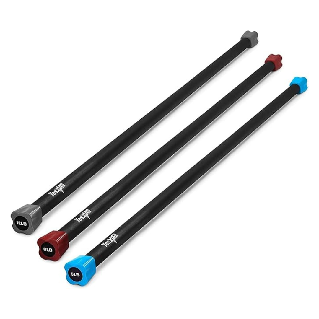 Yes4All Total Body Workout Weighted Pilates Bar (5, 8, & 12lbs)