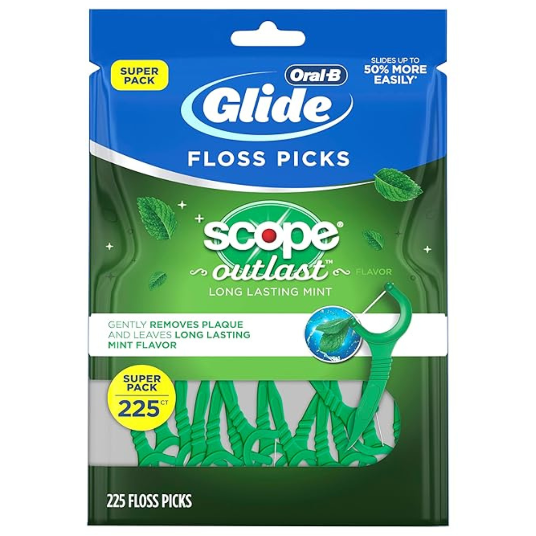 225-Count Oral-B Glide With Scope Outlast Dental Floss Picks (Mint)