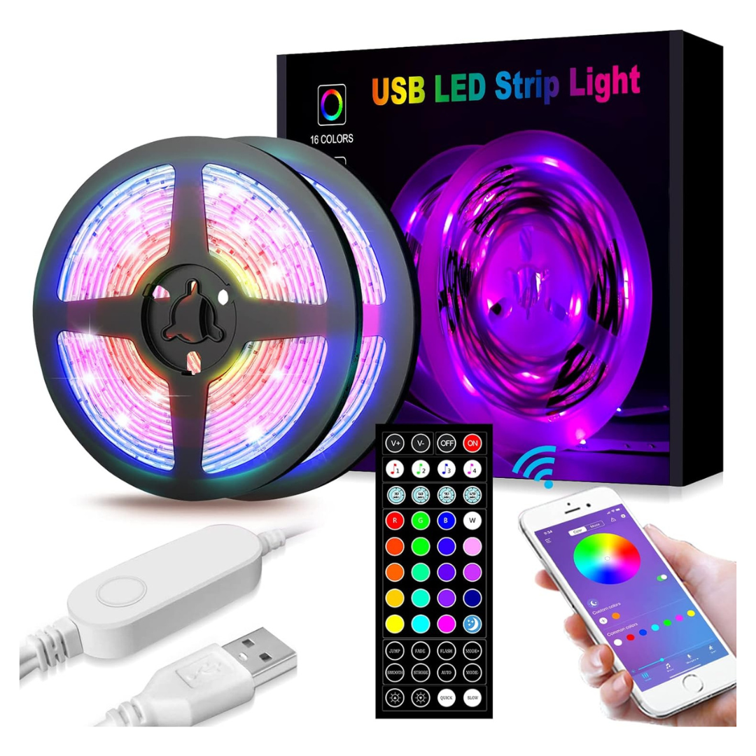 2 Rolls 32.8Ft 16 Million Colors USB Smart LED Light Strips