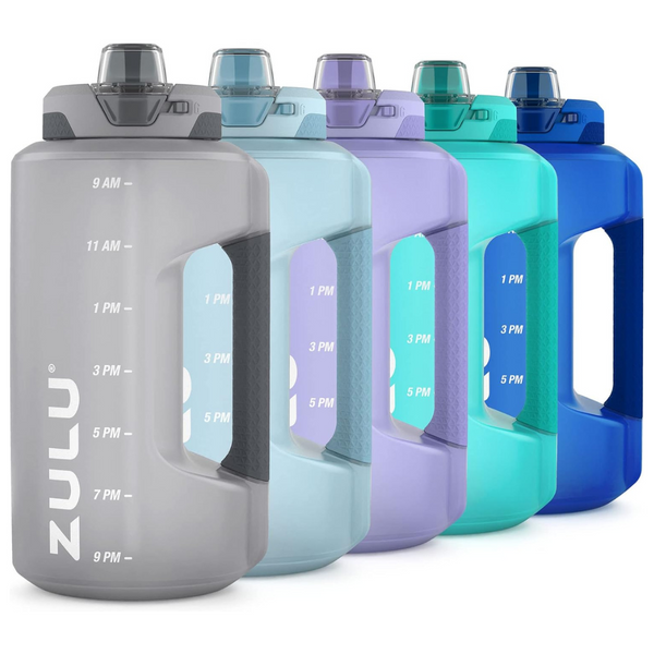 Zulu Goals Large Water Bottle Jug With Time Marker & Handle, 64 Oz