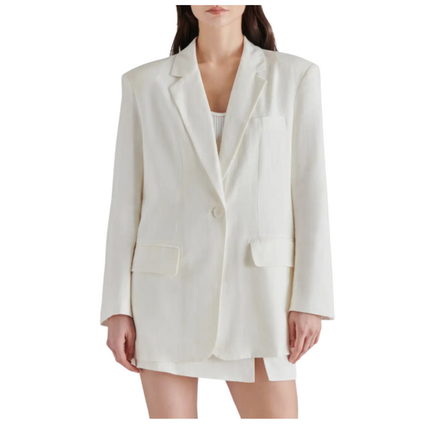 Steve Madden Imaan Oversize Linen Blend Blazer (Ivory)