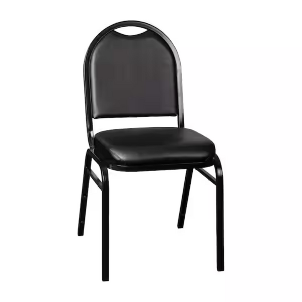 Carnegy Avenue Black Vinyl/Black Frame Vinyl Stack Chair