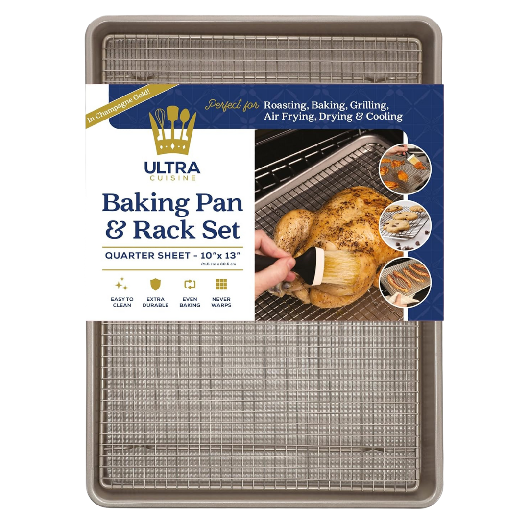 Ultra Cuisine Nonstick Quarter Baking Sheets With Rack Set