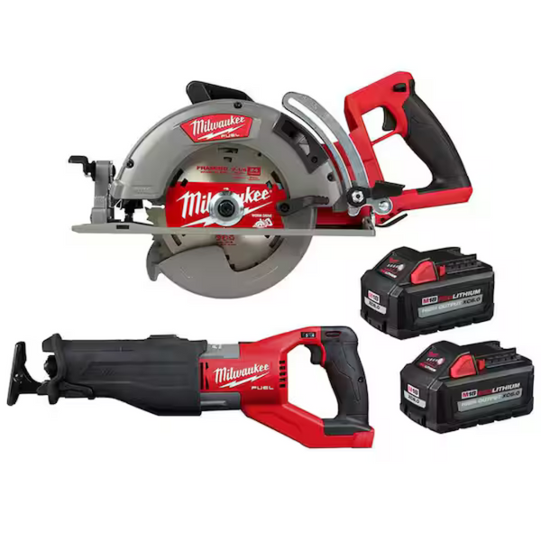 Milwaukee M18 FUEL 18V Lith-Ion Cordless 7-1/4 in. Rear Handle Circular Saw W/Super Sawzall & (2) High Output 6.0Ah Battery