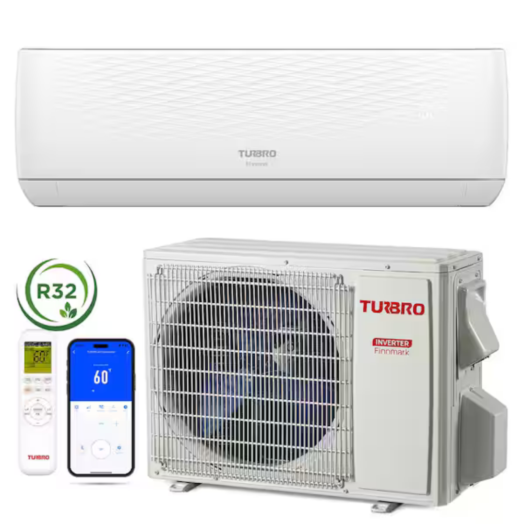 Turbro Finnmark 12,000 BTU 115V WiFi Ductless Mini Split Inverter AC