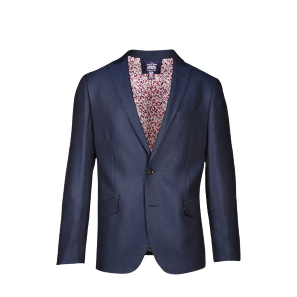 Savile Row Co Men's Slim Fit Geometric Printed Sport Coat (Navy)