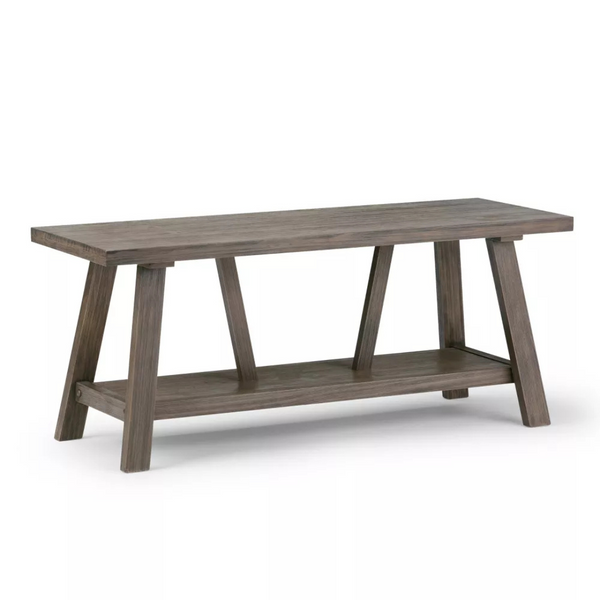 Simplihome Dylan 48" Wide Solid Wood Industrial Entryway Bench