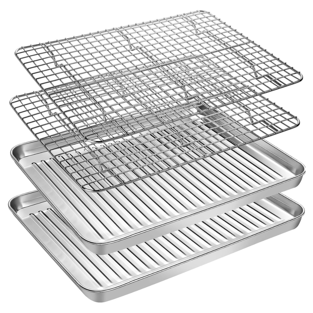 Baking Sheet Tray With Cooling Rack Set (2 Pans + 2 Racks)