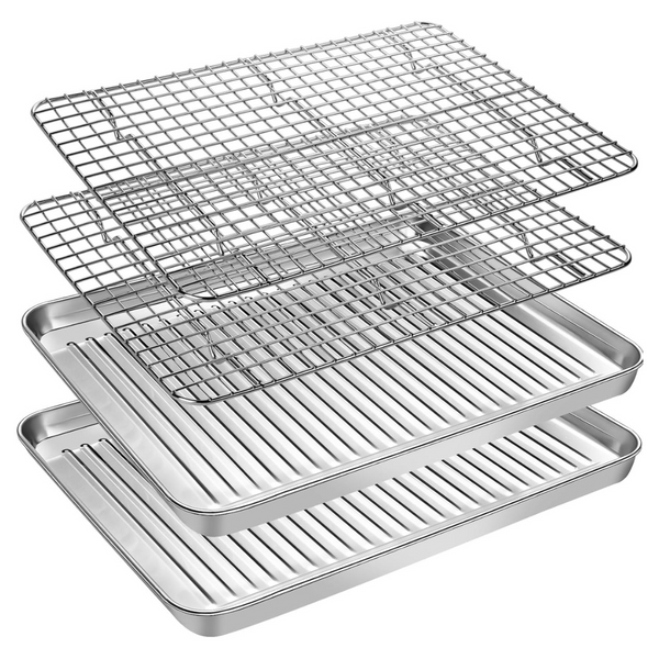 Baking Sheet Tray With Cooling Rack Set (2 Pans + 2 Racks)