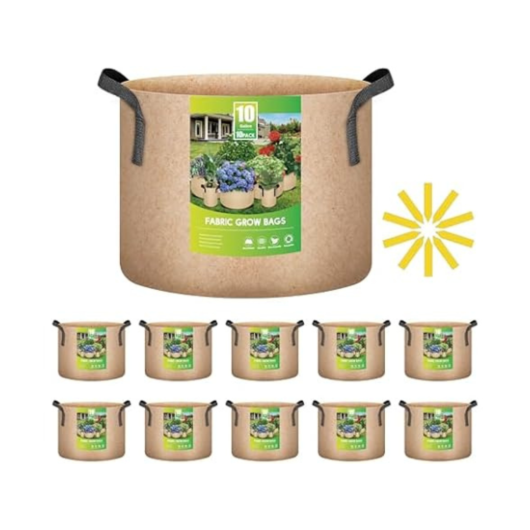 10-Pack iPower 10 Gallon Heavy Duty Nonwoven Fabric Potato Growing Pot