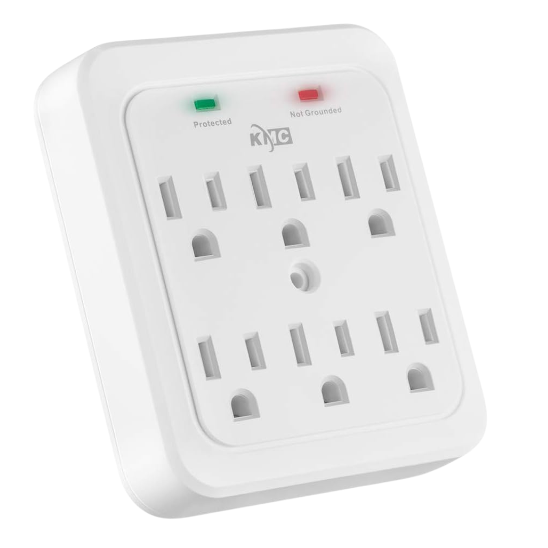 KMC 980 Joule 6-Outlet Wall Plug Adapter Power Strip