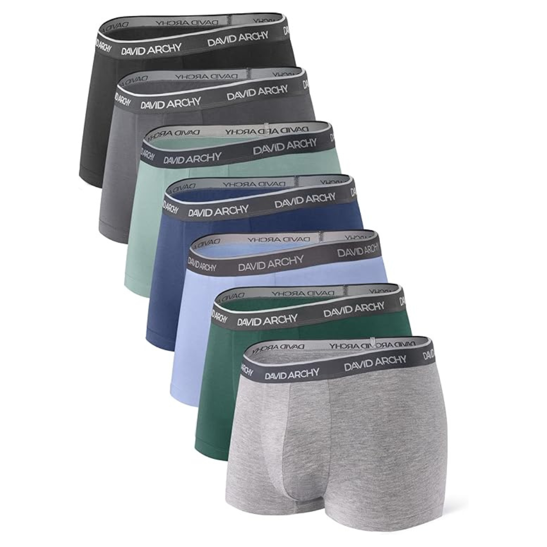 7-Pack David Archy Men's Soft Breathable Trunks