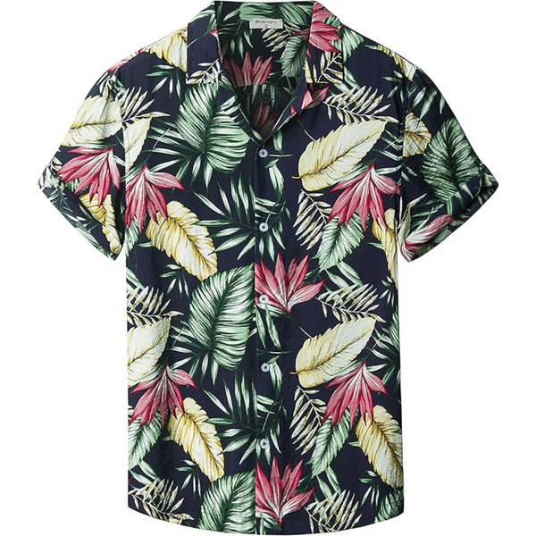 Men's Short Sleeves Floral Printed Button Down Hawaiian Shirt