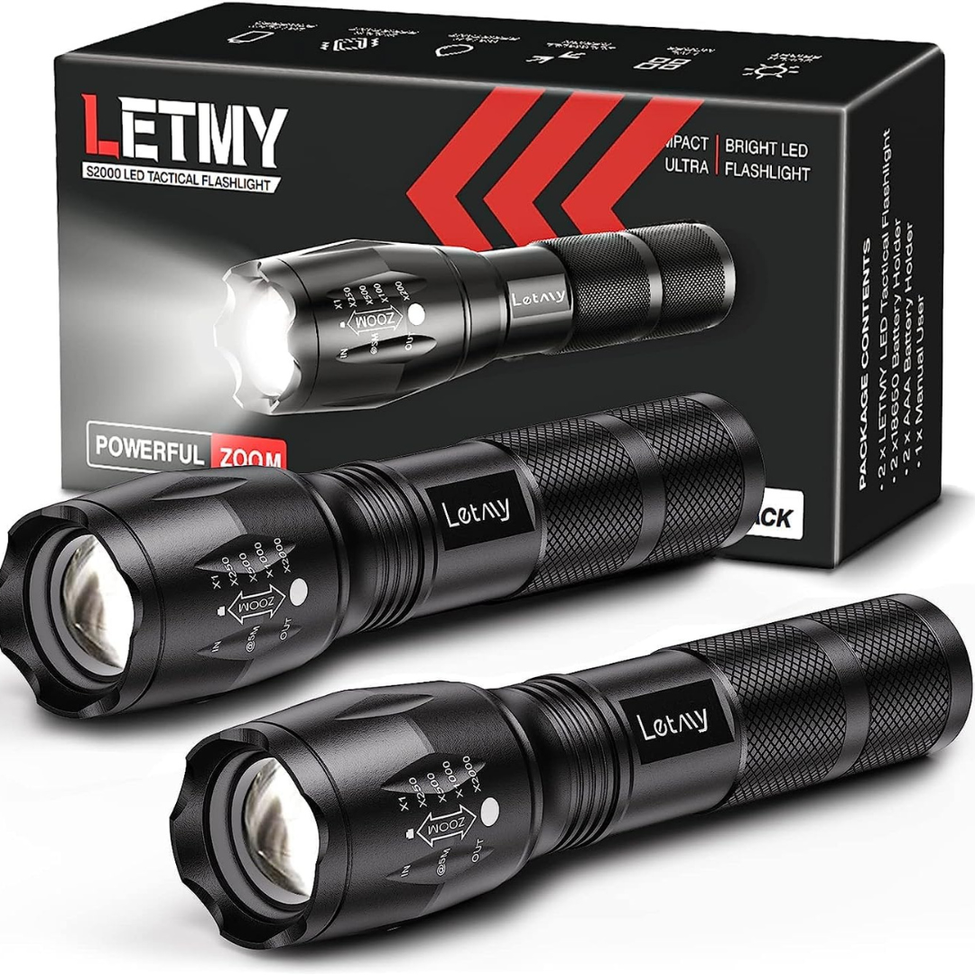 2-Pack Letmy LED Tactical Flashlight with 5 Modes