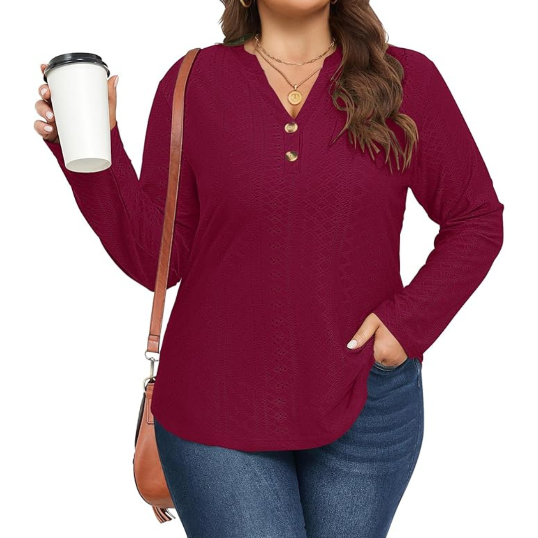 Women's Plus Size Eyelet Embroidery Casual Spring Fall Shirts (Various)