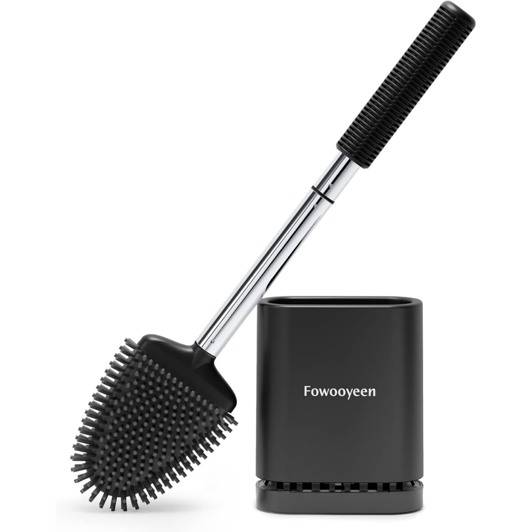 2-Pack Fowooyeen Toilet Brush and Holder Set with Stainless Steel Handle