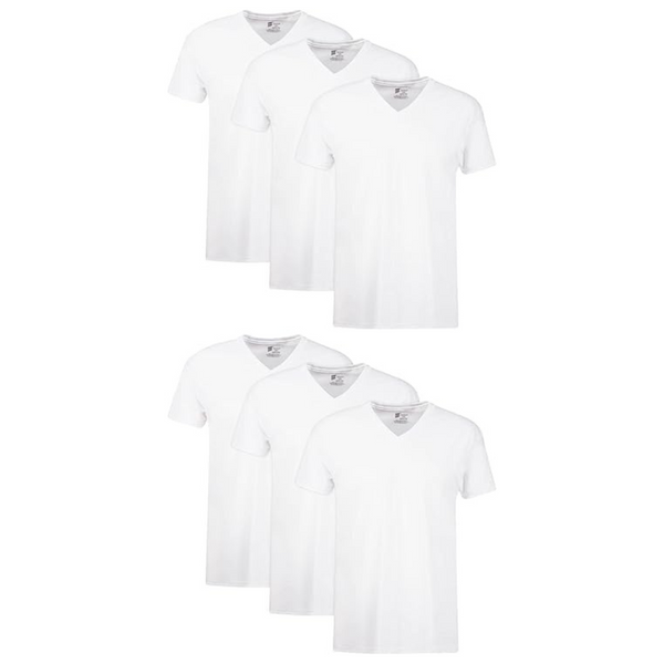 6-Pack Hanes Men's Cotton Moisture-wicking V-neck Tee Undershirts