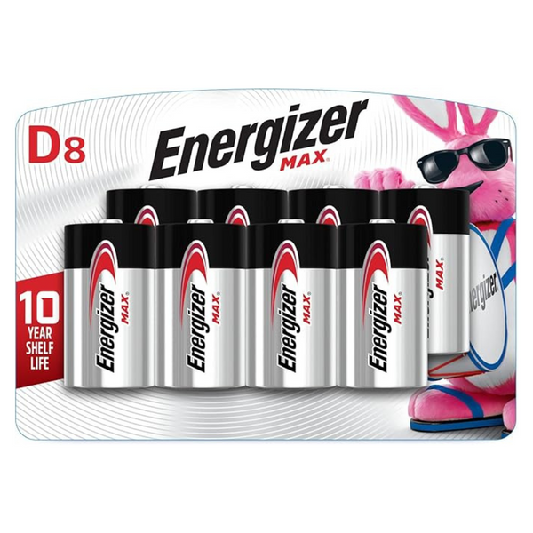 8-Pack Energizer MAX D Cell Alkaline Batteries