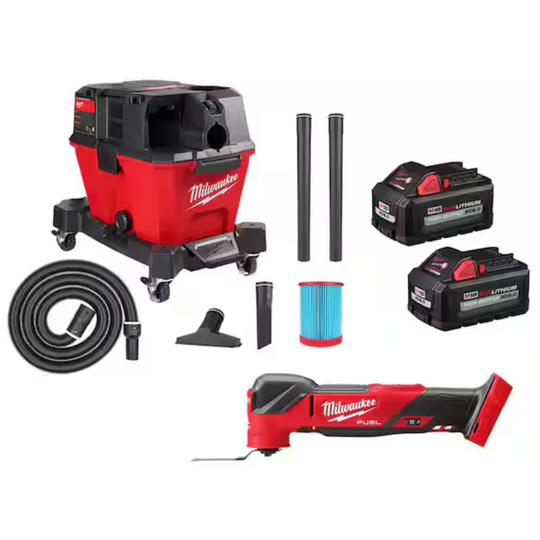 Milwaukee M18 FUEL 18V Lith-Ion Cordless Brushless Oscillating Multi-Tool W/Wet/Dry Shop Vac & (2) High Output 6.0Ah Battery Pack