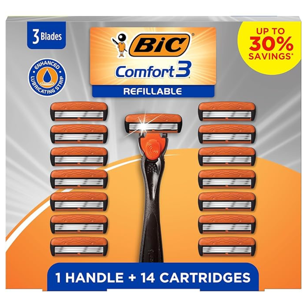 15-Piece BIC Comfort 3 Refillable Men's Razor Set