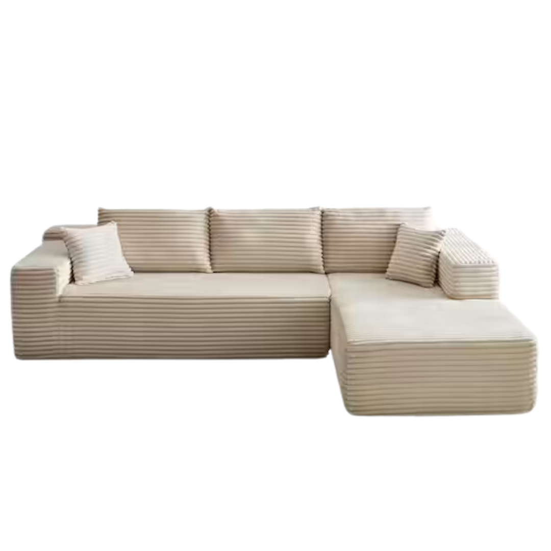 Allwex VIVI 104" Wide Arm 2-Piece Corduroy L-Shape Modular Sectional Sofa