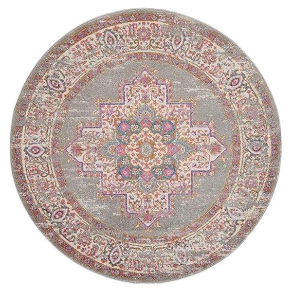 Nourison Passion Grey 4Ft Round Non Shedding Area Rug