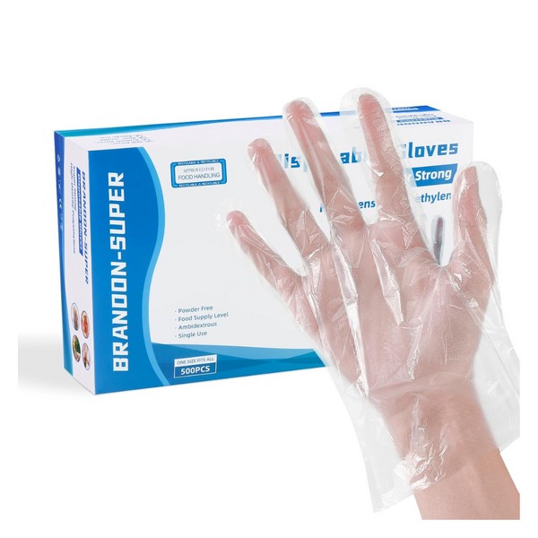 500-Count Brandon-Super Prep Plastic Food Safe Gloves