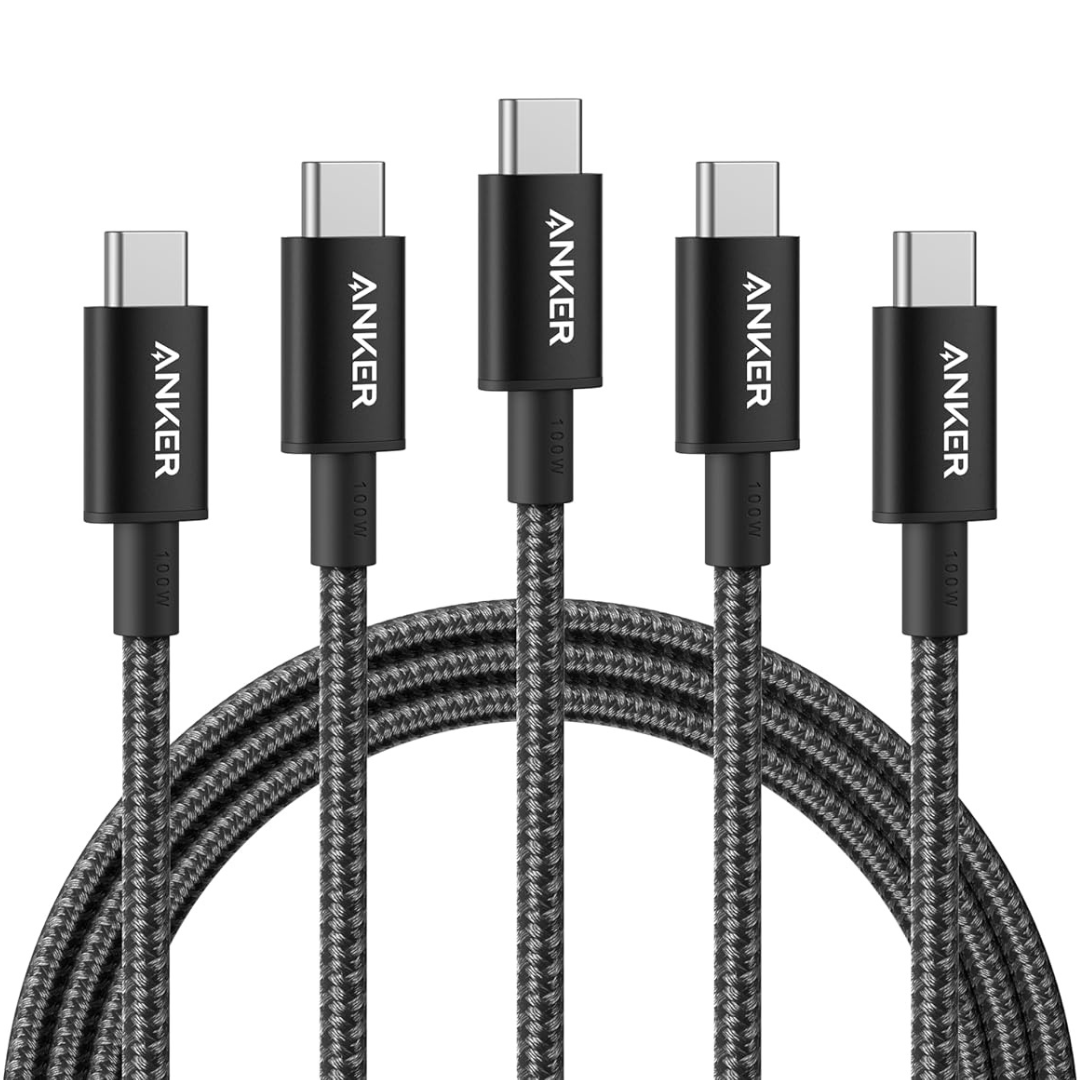 5-Pack Anker 6ft 100W USB-C Charger Cable