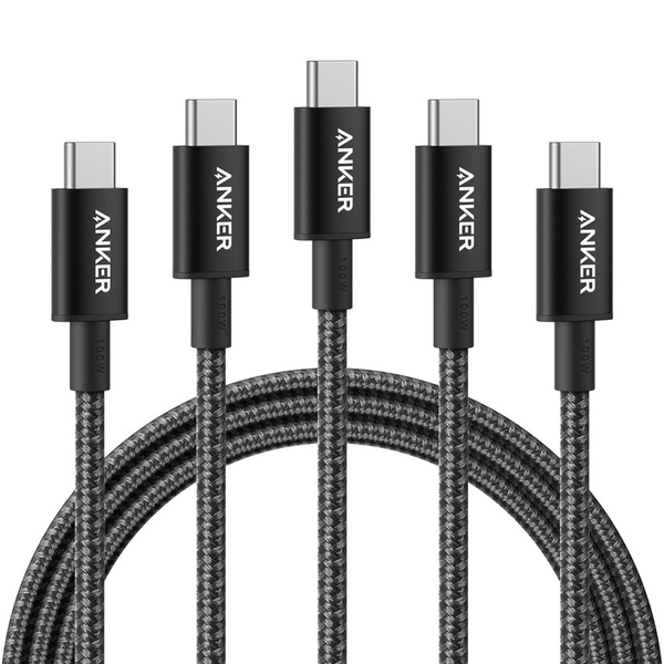 5-Pack Anker 6ft 100W USB-C Charger Cable