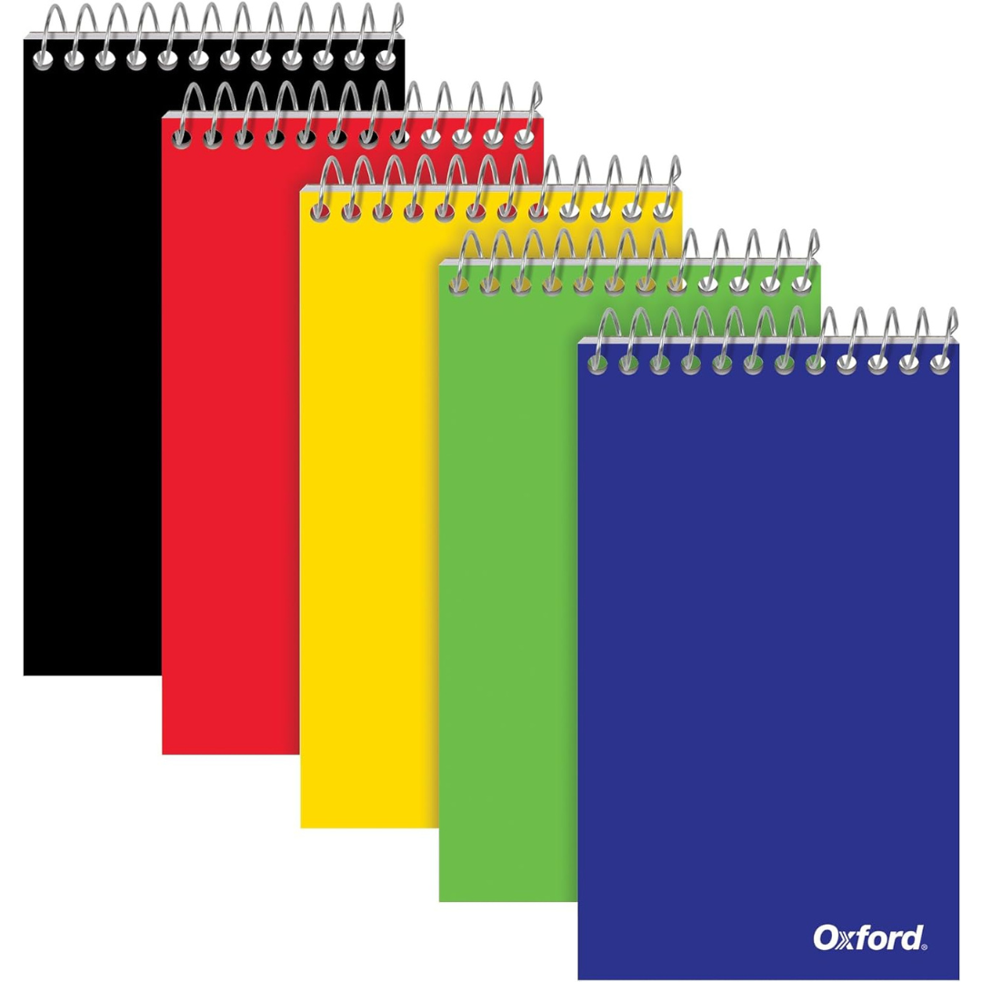 5 Pack of 75 Sheets Oxford Spiral Memo Pads (3" x 5")