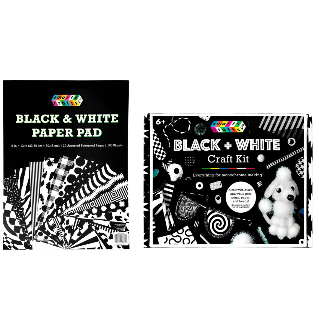 Smarts & Crafts Black and White Paper Pad + Black and White Craft Kit