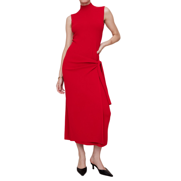 Banana Republic Women's Mock-Neck Wrap Sweater Dress (Red Sunset)