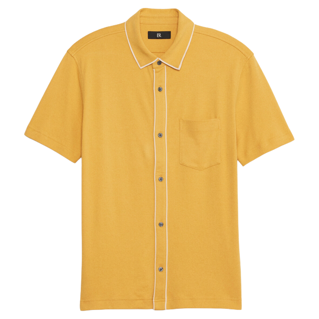 Banana Republic Men's Luxury-Touch Resort Shirt (Golden Waters)