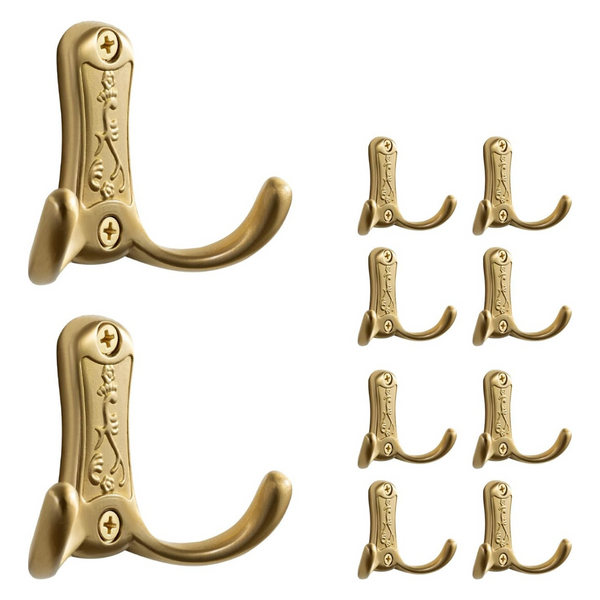 10-Pack Heavy Duty Double Prong Coat Wall Hooks