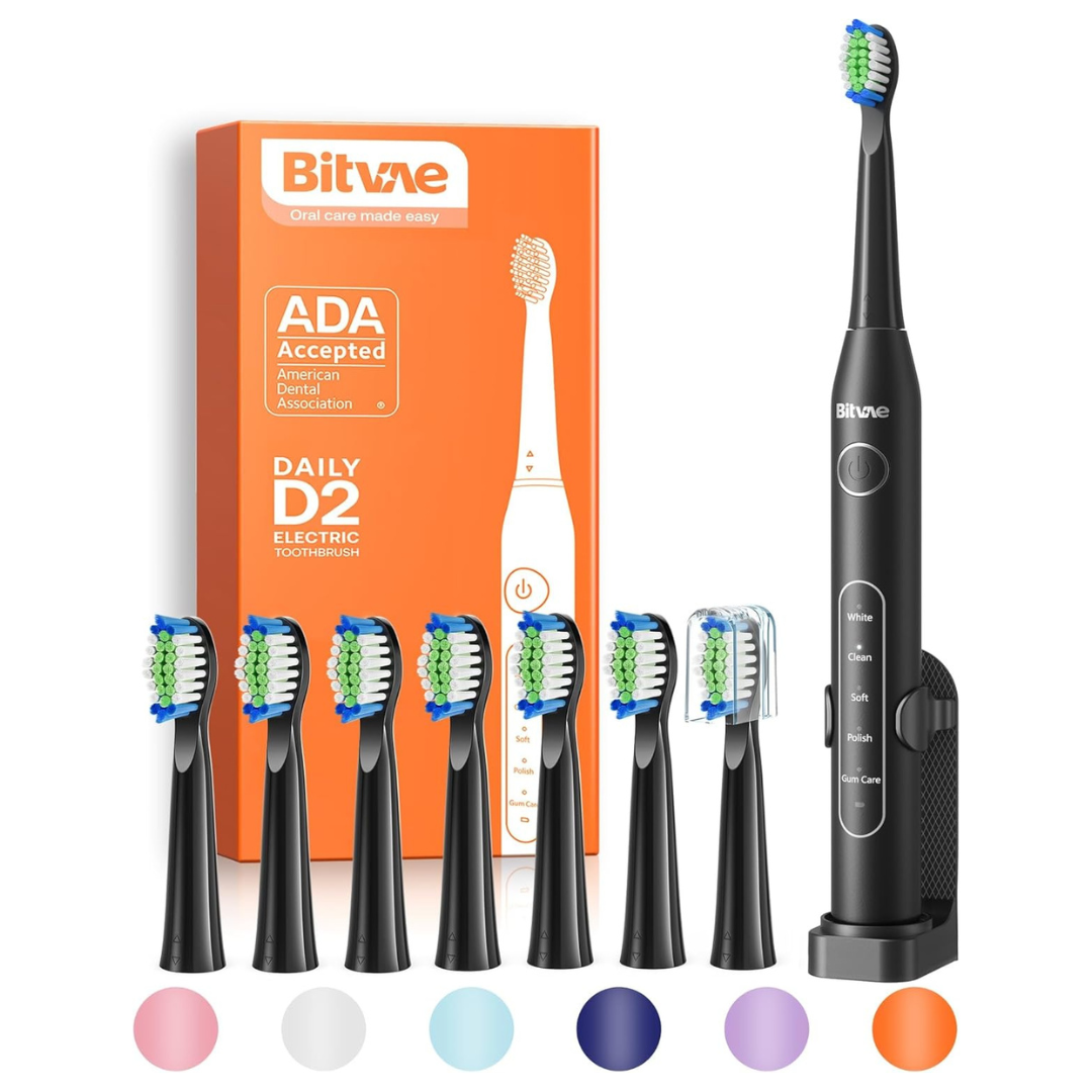 Bitvae Rechargeable Electric Toothbrush With 8 Brush Heads