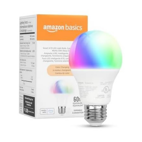 Amazon Basics WiFi Smart Color Changing A19 LED Light Bulb