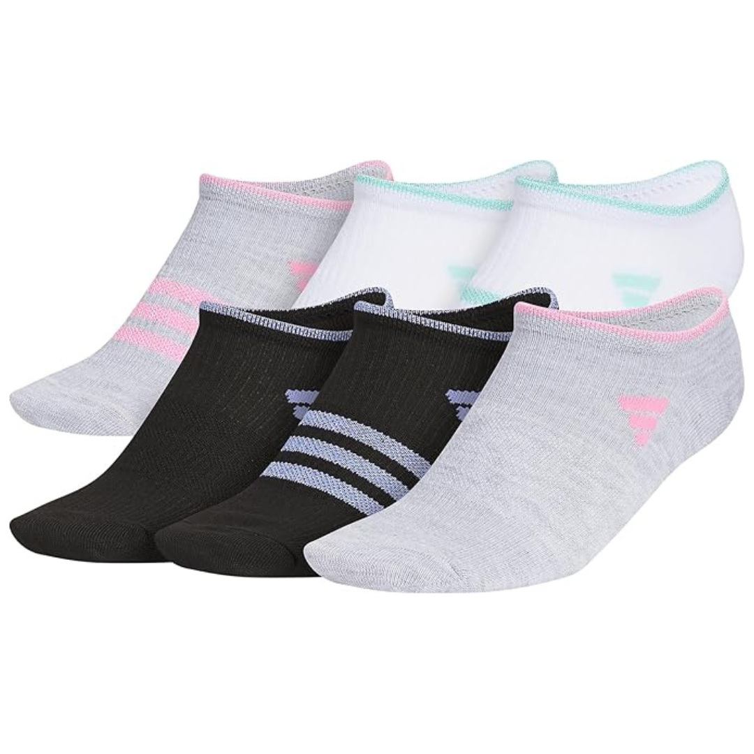 6-Pair adidas Girls' Superlite 3.0 No Show Athletic Socks