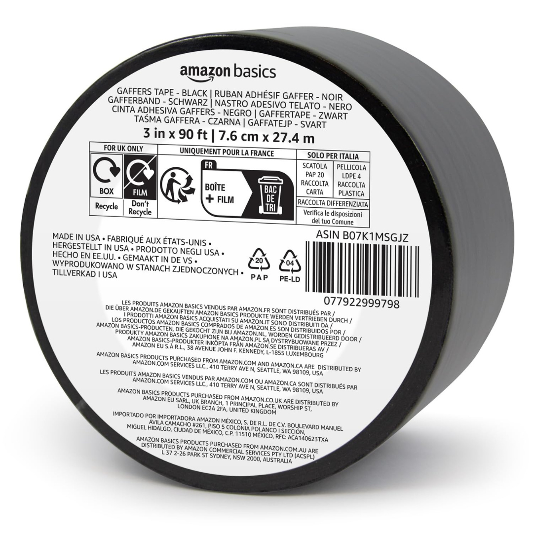 Amazon Basics No Residue 3" x 90ft Non-Reflective Gaffers Tape