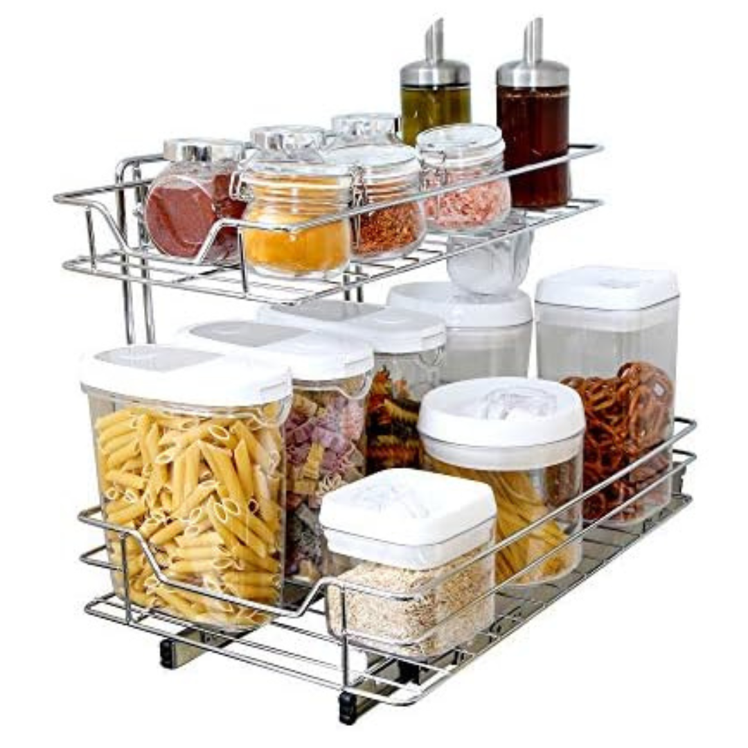 Smart Design 2-Tier Pull-Out Cabinet Organizer