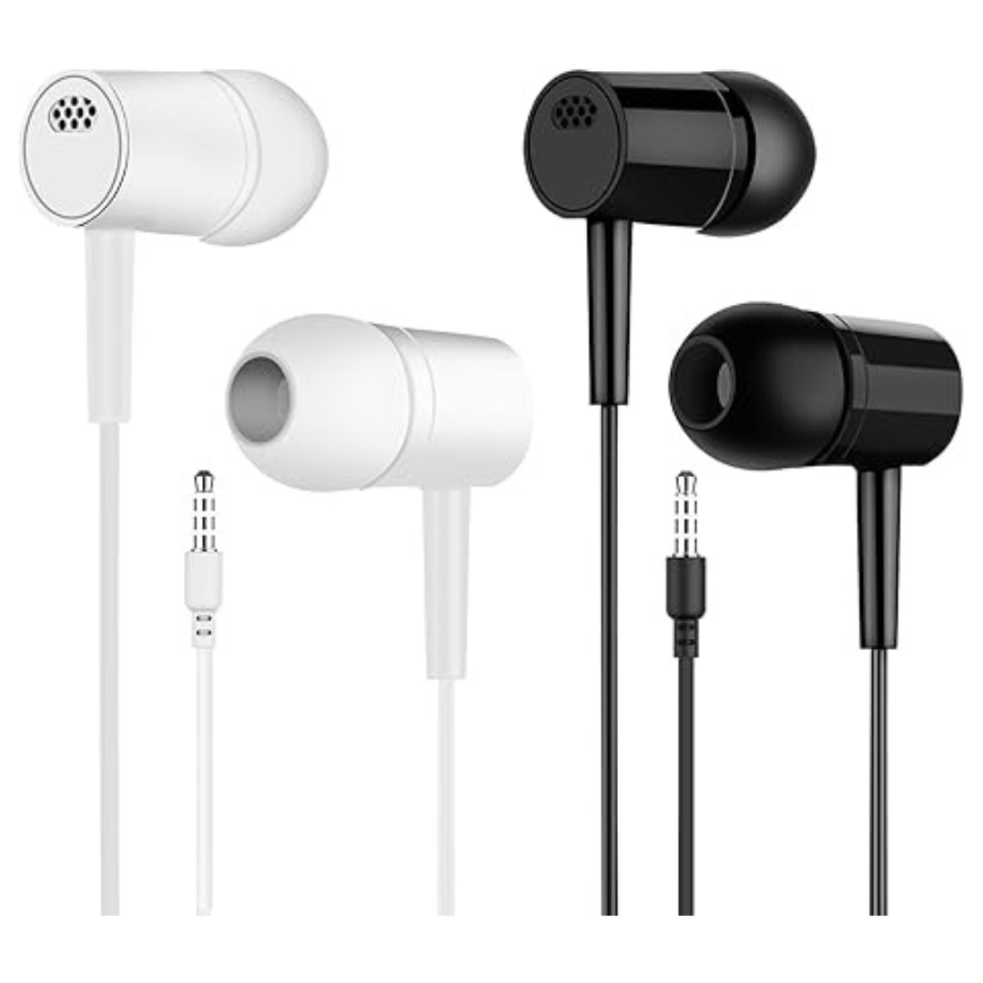 2-Pack 3.5mm Jack Corded In-Ear Earphones With Microphone