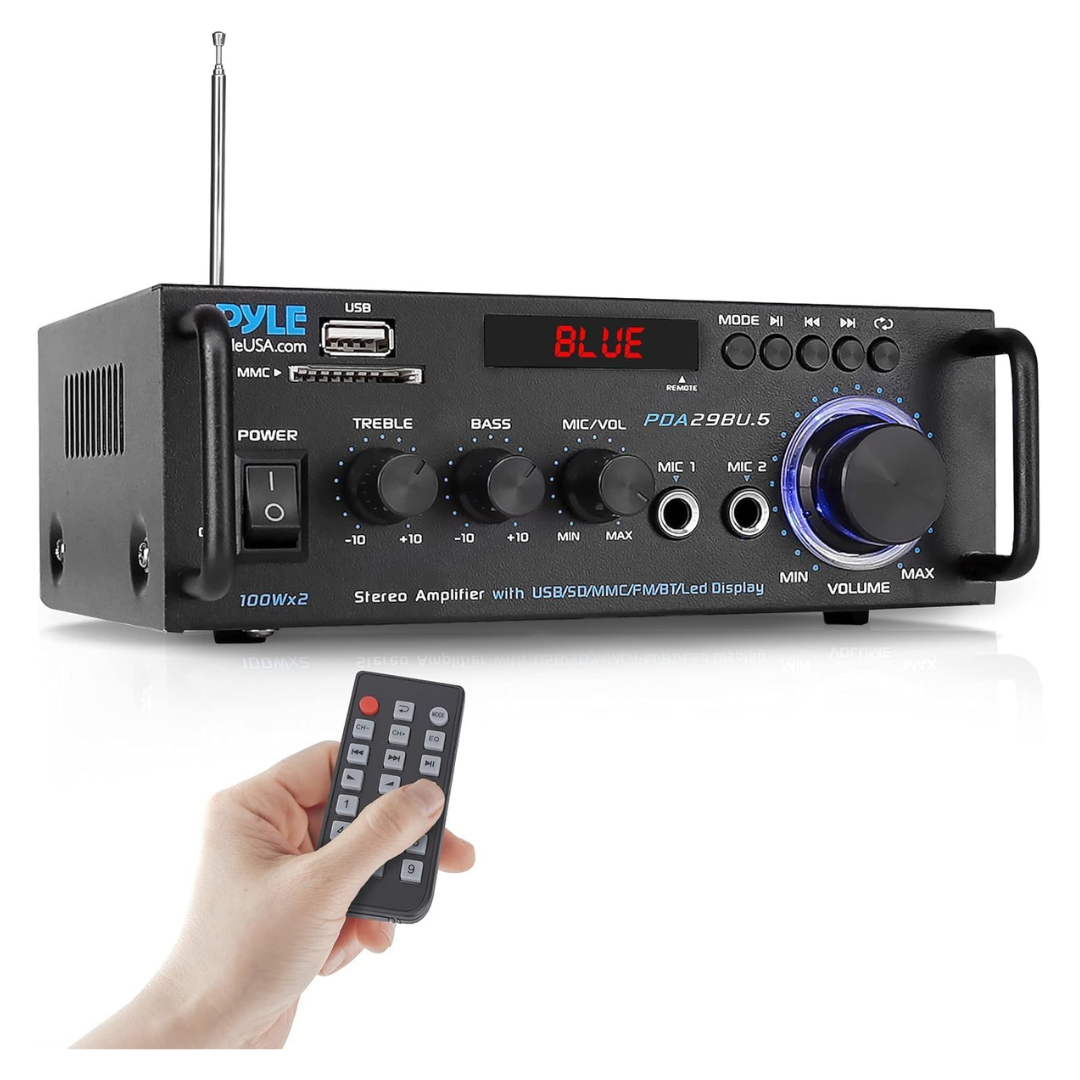 Pyle 200W Dual Channel Bluetooth Stereo Power Amplifier