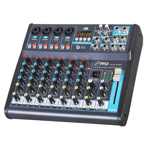 Pyle 8-Channel Bluetooth Pro Audio DJ Sound Mixer