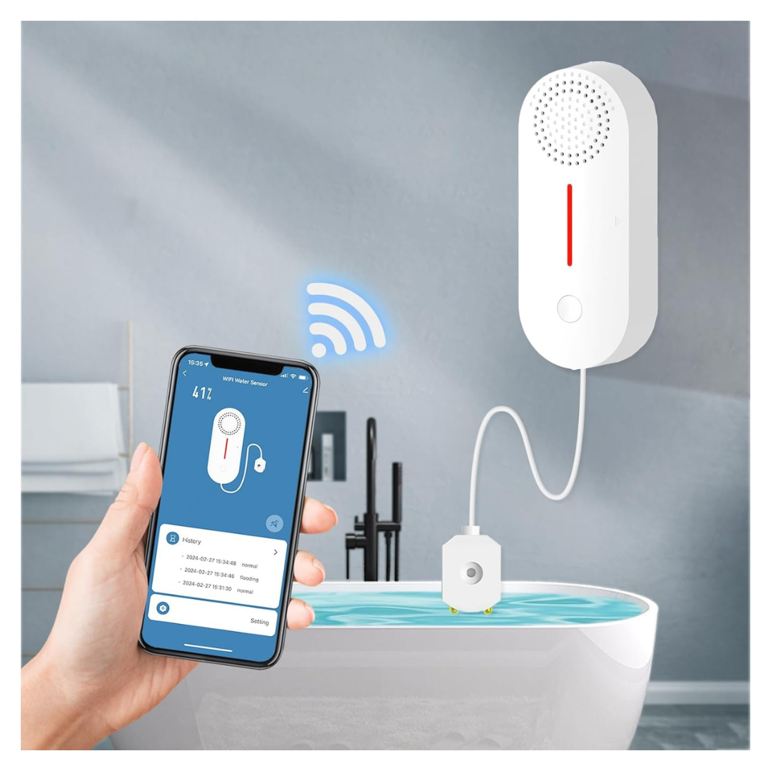 Pilsamas Battery Powered WiFi Water Leak Sensor