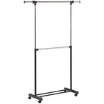 Honey-Can-Do 30 lbs Adjustable Rolling Metal Double Clothes Rack