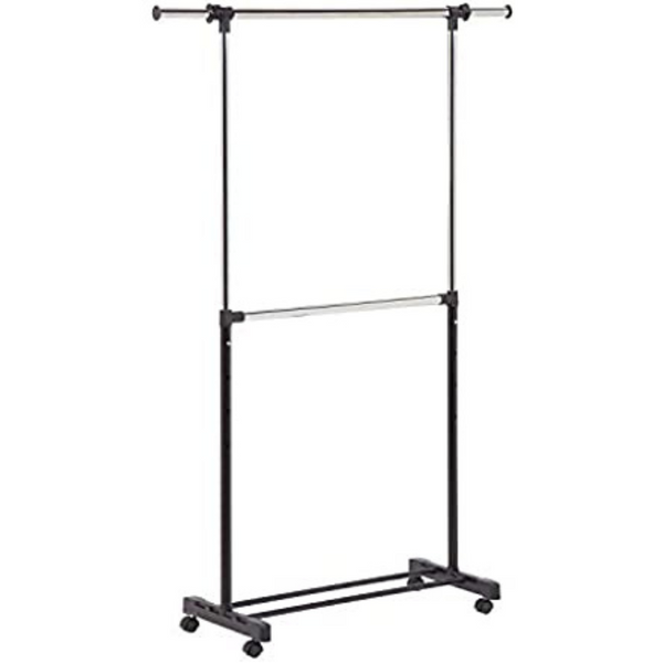 Honey-Can-Do 30 lbs Adjustable Rolling Metal Double Clothes Rack