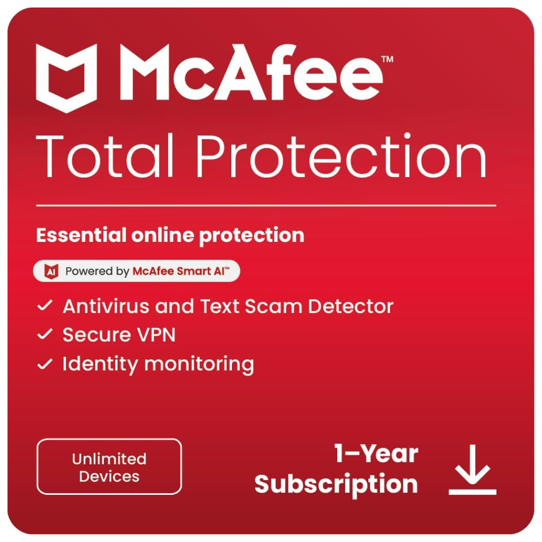 McAfee Total Protection 2025 Unlimited Devices Software (Download Code)